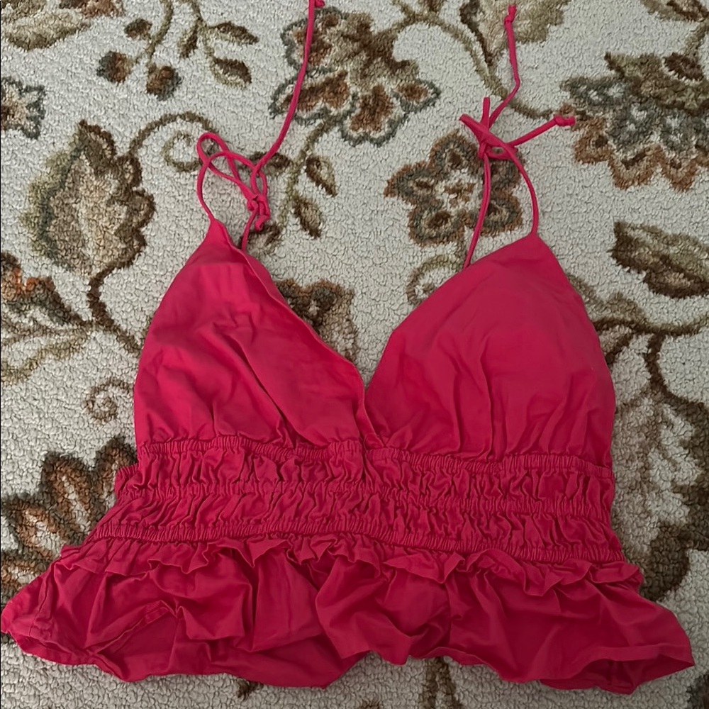 Women's Pink Ruffled Top